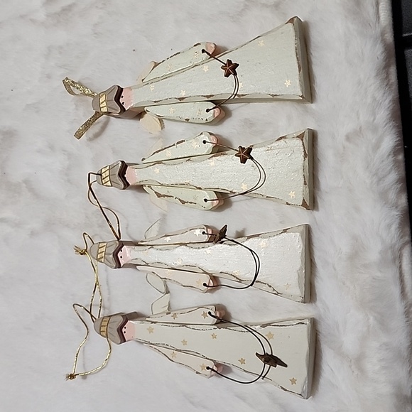 WOODEN CARVED ANGELS 😇 ORNAMENTS Other - WOODEN CARVED ANGELS 😇 ORNAMENTS ( SEE  👀 PHOTOS 👀 📸 CONDITION )